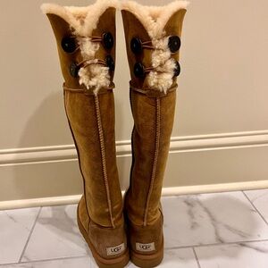 UGG Tall Button Chestnut Shearling-Lined Boots